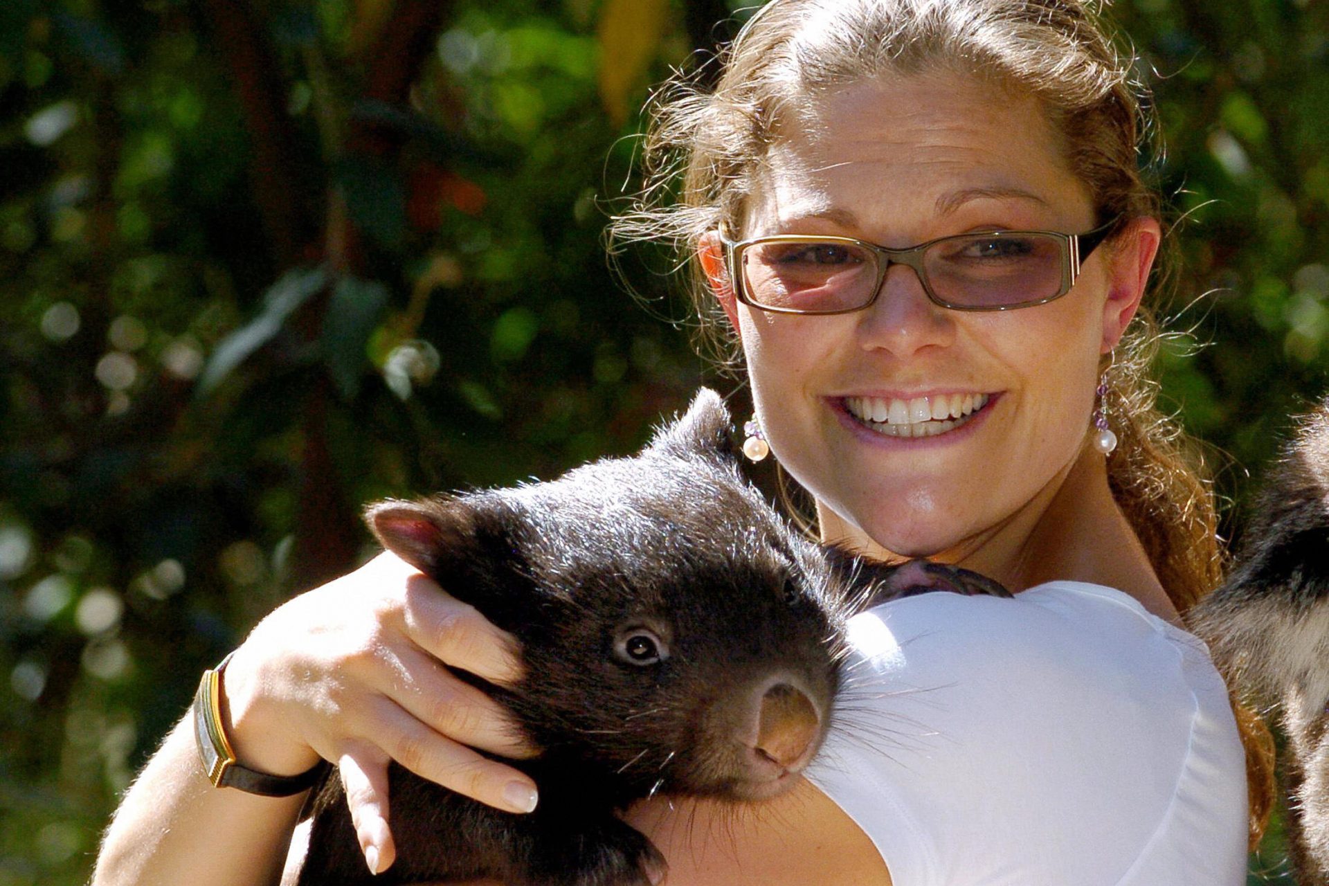 Victoria of Sweden with a wombat