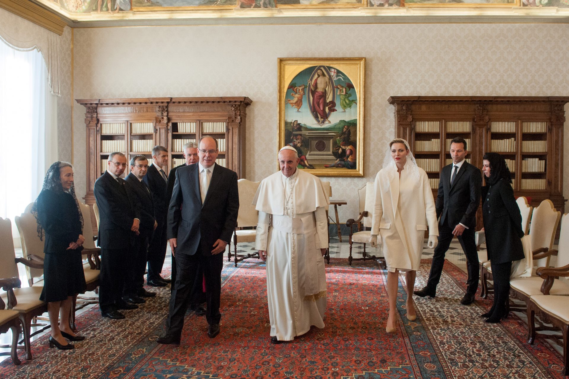 Charlène van Monaco met paus Franciscus