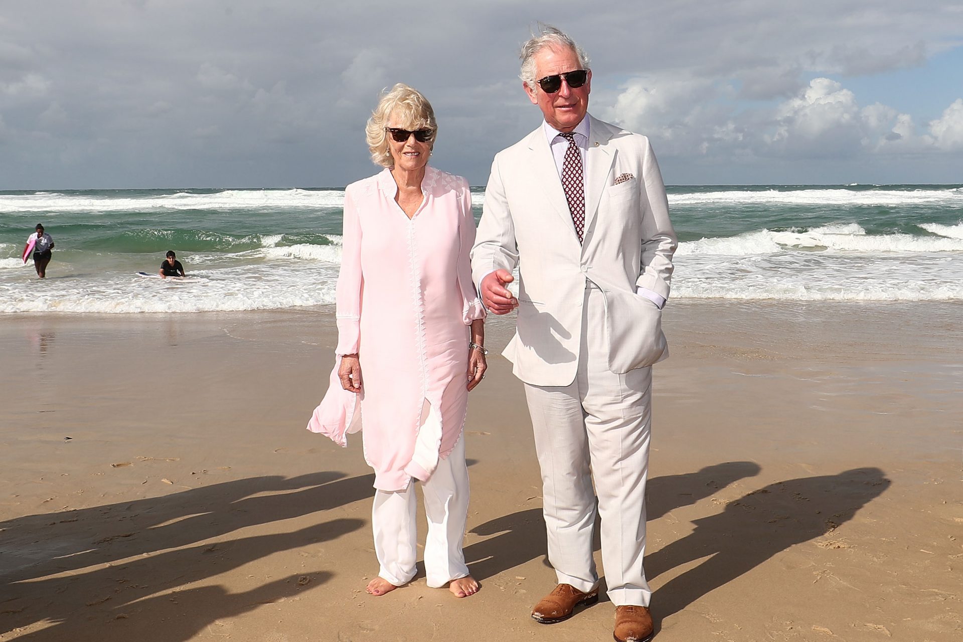Camilla and Charles on the beach in Australia