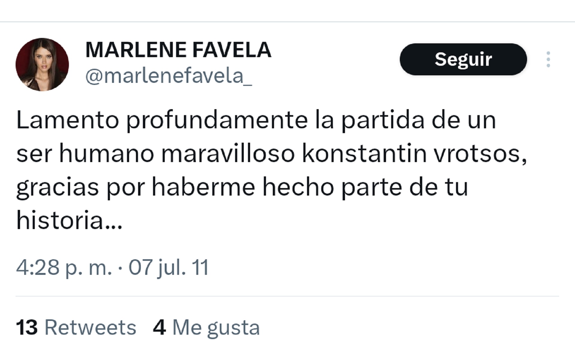 El pésame de Marlene Favela 