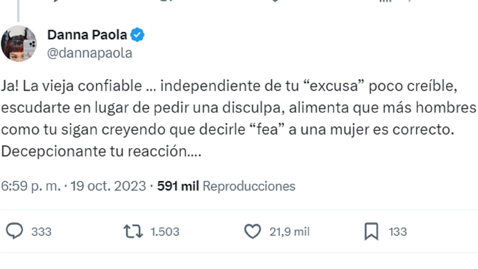 Danna Paola arremete contra el actor 