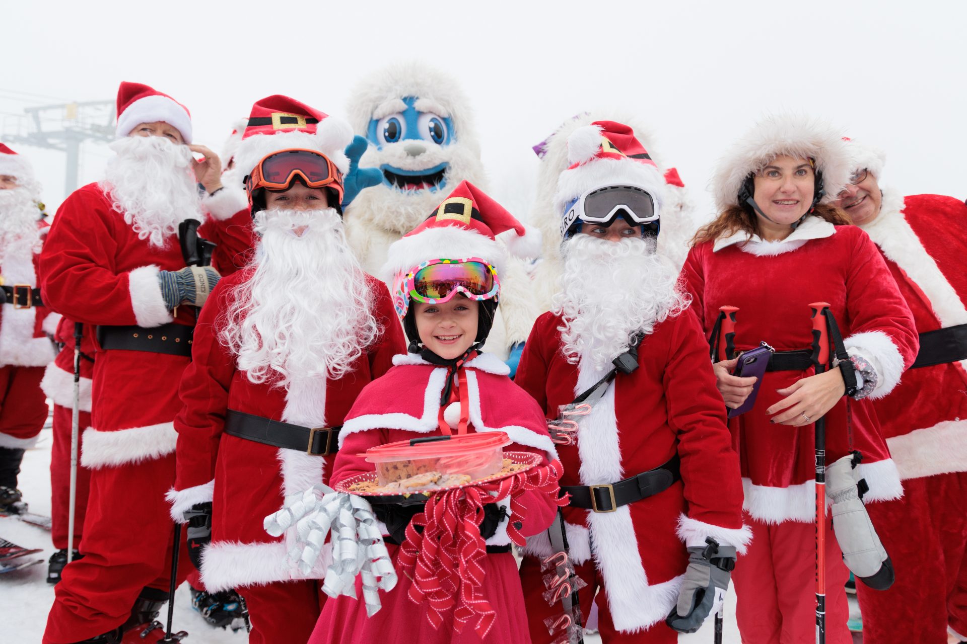 Skiing Santas in Maine