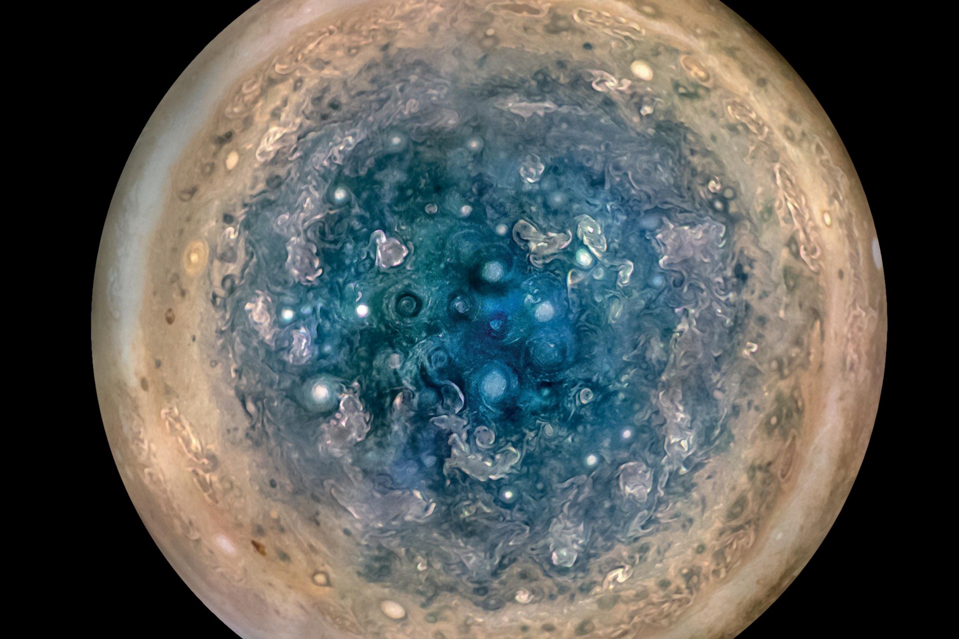 Der Südpol des Jupiters - genauso atemberaubend wie der Nordpol