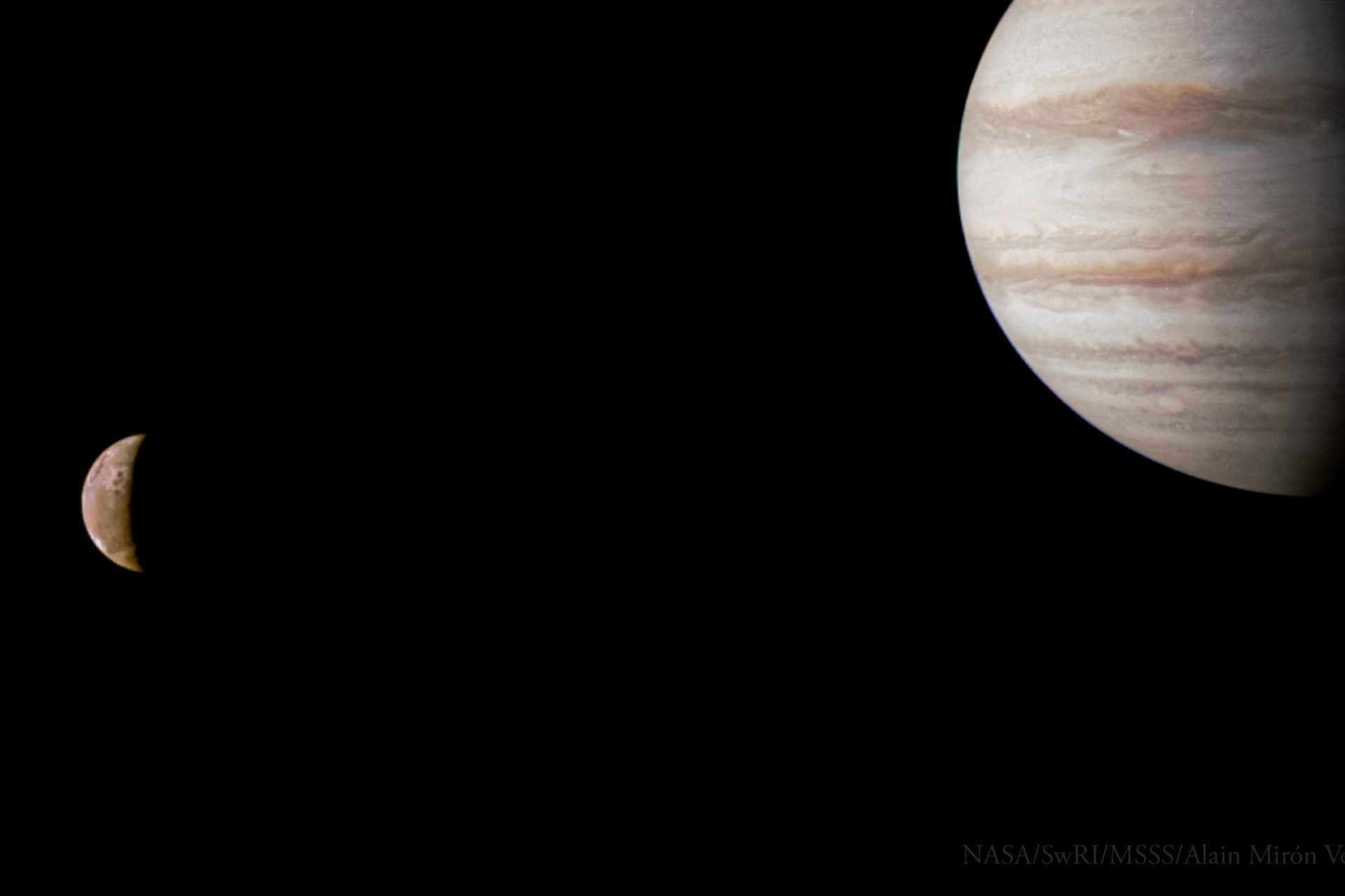 Auch die vielen Monde des Jupiters wurden mit der Kamera eingefangen 