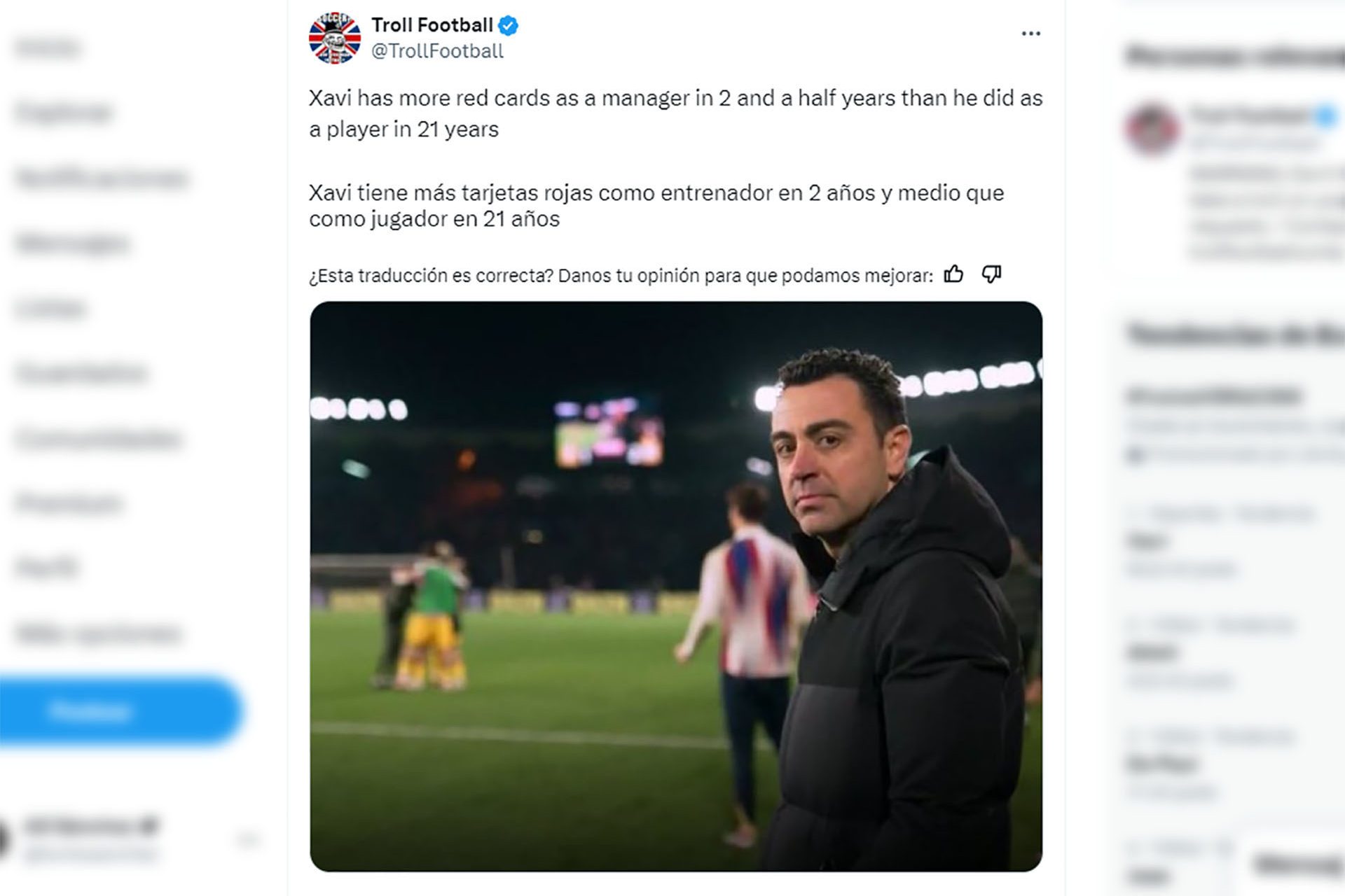 Xavi, expulsado antes del descanso