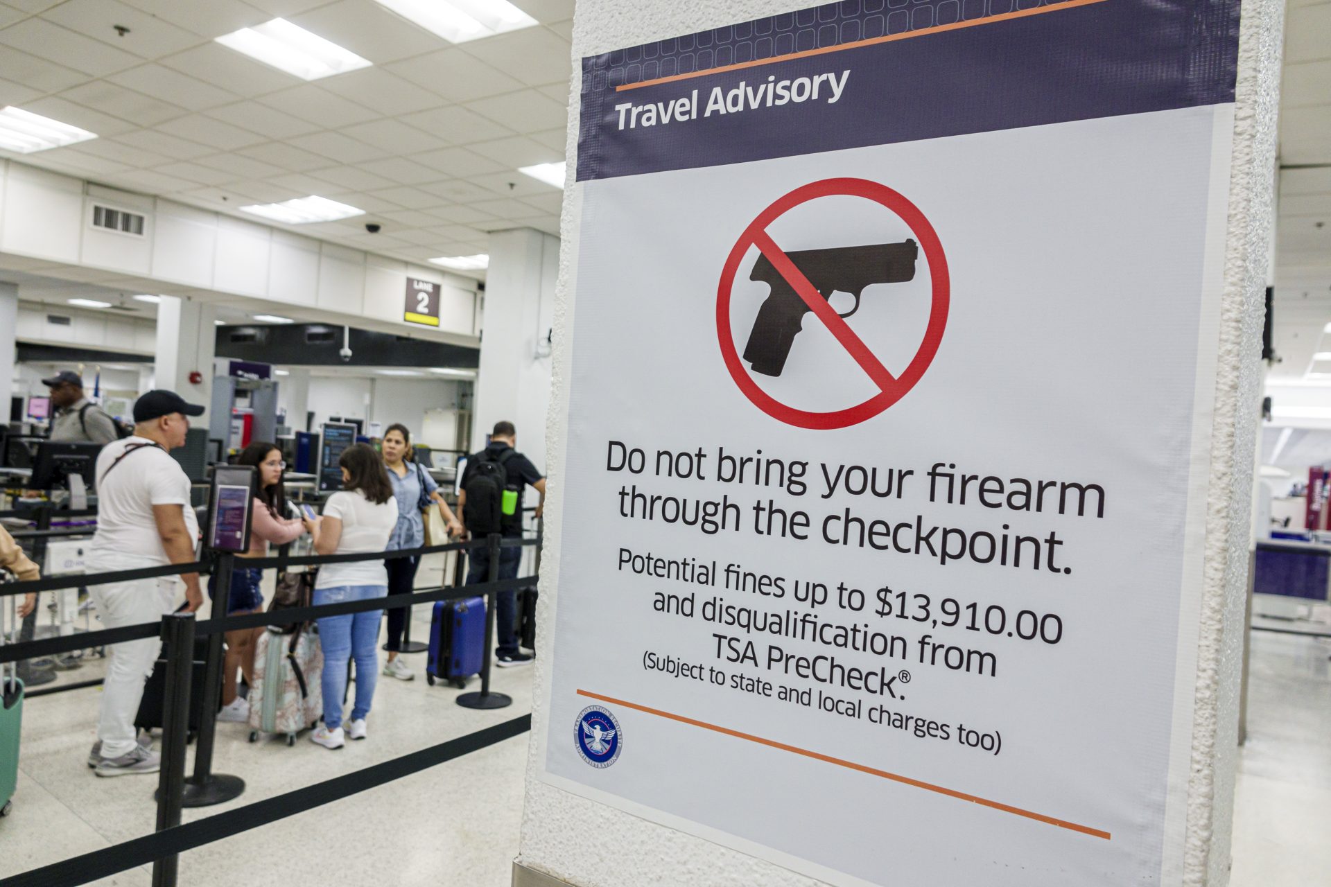 Guns are prohibited at checkpoints 