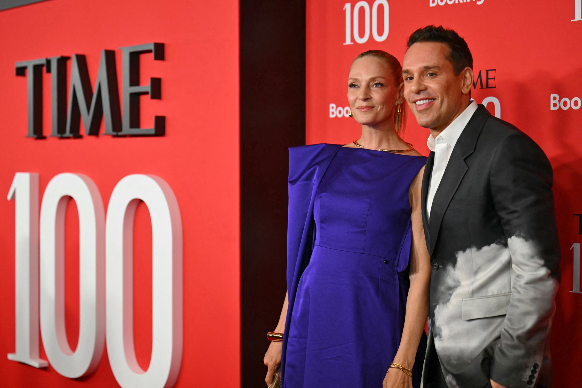 Christian Angermayer y Uma Thurman en la fiesta TIME 100