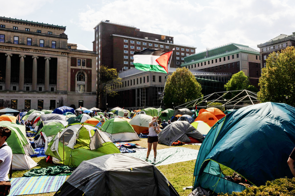 Camping at Columbus University against war