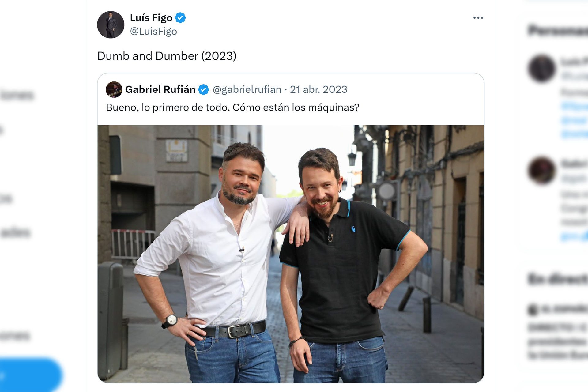 La foto de Rufián con Pablo Iglesias