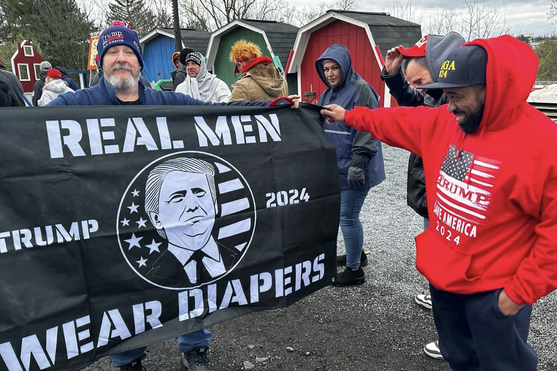 His faithful were flying diaper flags 