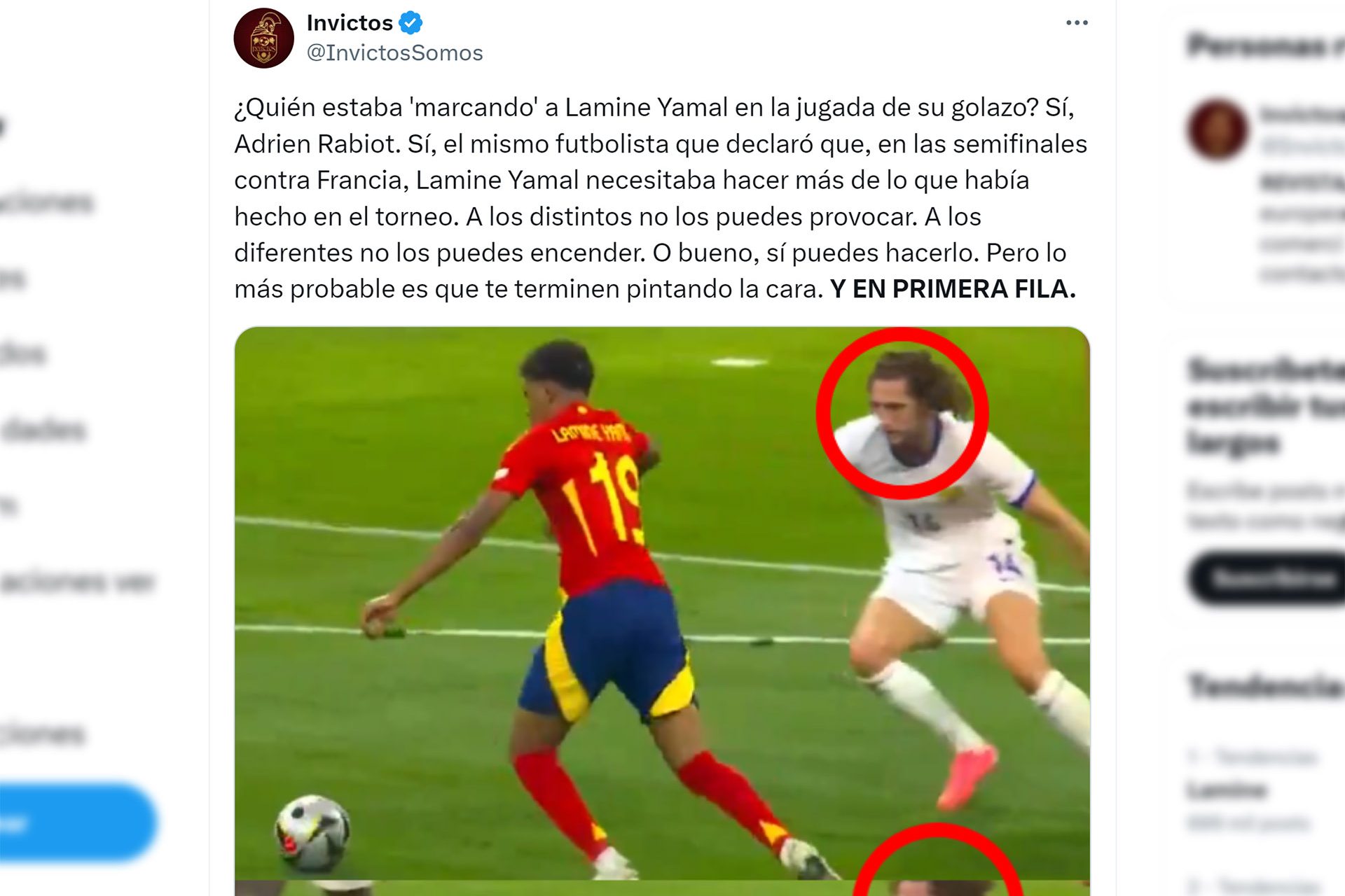 Respuesta inmediata a las palabras de Rabiot