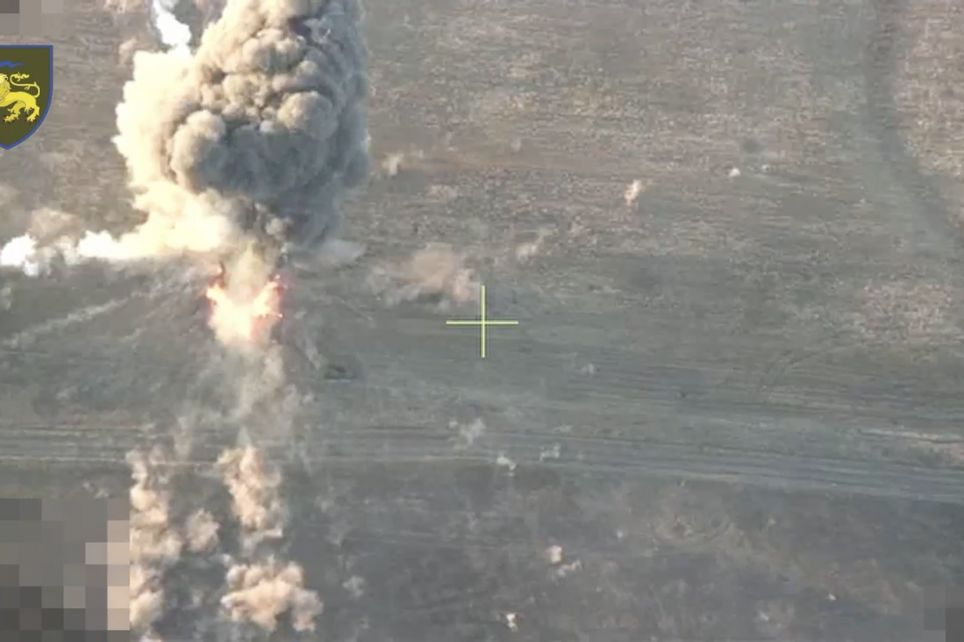 The Russian tank’s ammunition was hit 