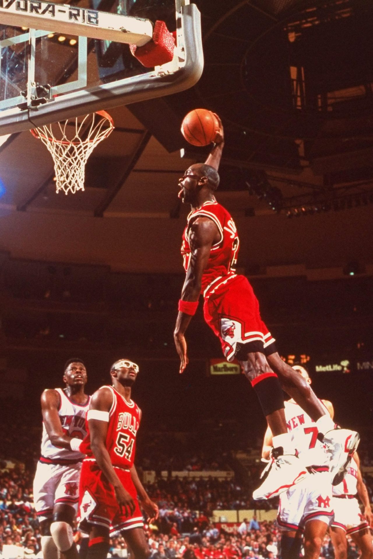 8. 1991 NBA Playoffs: Jordan jams on Ewing