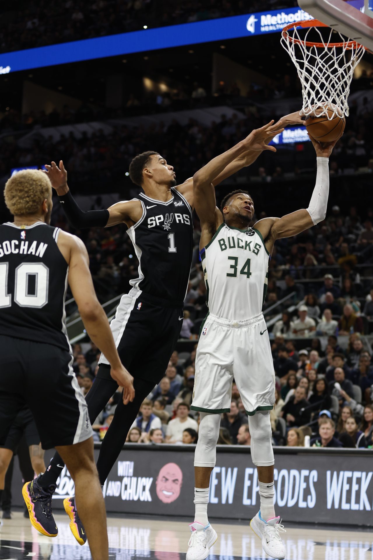 14. Victor Wembanyama stuffs the Greek Freak